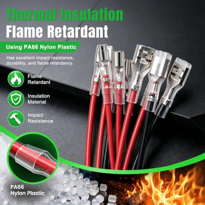 Twidec/20Pcs 2.8mm and 4.8mm Female Spade Crimp Terminal with Insulating Sleeve and Wire Red + Black Female Spade Quick Splice Assortment Kit - size: 2.8/4.8mm