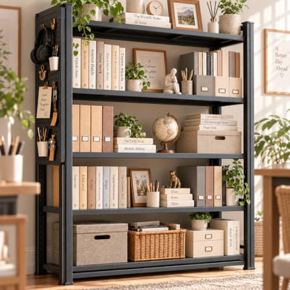 Book Shelf, Metal Bookshelf with Double-Layer Columns, Adjustable Bookcase - size: 40"Wx 16"Dx 72"H