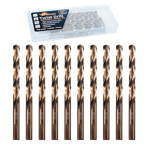 (10PCS) 5/16" Cobalt Drill Bit, HSS M35 Metal Drill Bits for Steel, Stainless Steel, Cast Iron, Hard Plastic and Wood - size: 5/16 10PCS Cobalt