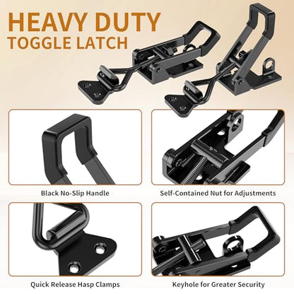 10Pack Heavy Duty Toggle Clamp Latch 4003 Style Pull Clamp Black for Smoker - size: 10Pack