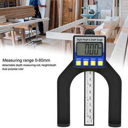 Electronic Height Depth Digital Display, Accuracy Measuring Tool 0,80mm with Large Scale Screen, Magnetic for Woodworking Ruler