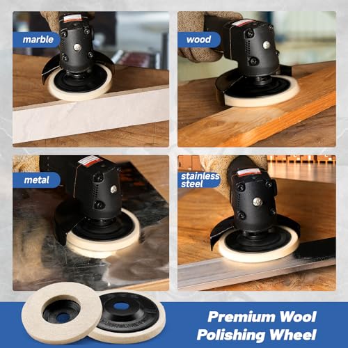 5Pcs 4 Inch Wool Felt Buffing Wheel 5/8" Arbor Angle Grinder Polishing Disc - style: Premium Wool 5Pcs