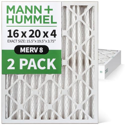 MANN+HUMMEL 16x20x4 MERV 8 Pleated 4" AC Furnace Air Filter. 2 Pack - style: 16 x 20 x 4