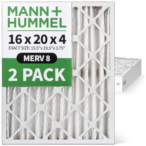 MANN+HUMMEL 16x20x4 MERV 8 Pleated 4" AC Furnace Air Filter. 2 Pack - style: 16 x 20 x 4