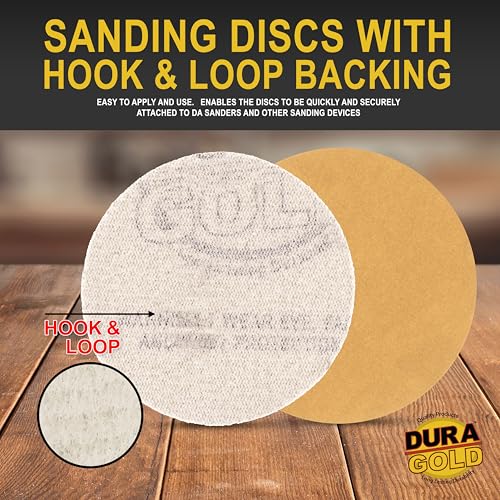 Dura-Gold - Premium - 400 Grit 3" Gold Hook & Loop Sanding Discs for DA - size: 400-Grit