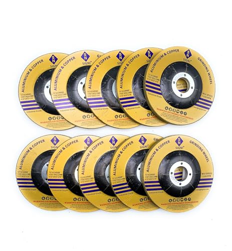 Signi Aluminum Grinding Wheel 4 1/2 for Aluminum Copper Non-Ferrous 10 Pack (Not Load While Grinding) - size: 4-1/2" x 9/32" x 7/8"