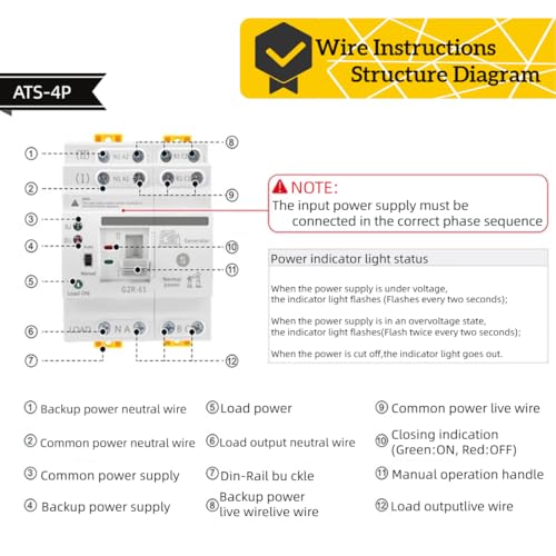 AC220V 63A 4P Automatic/Manual Transfer Switch ATS - size: ATS-220V-63A-4P
