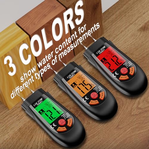 Wood Moisture Meter with Temperature and Humidity Measurement – Ideal for quickly measuring moisture content in logs, paper, plywood, plaster walls, floor coverings, and other materials. - color: Black Red