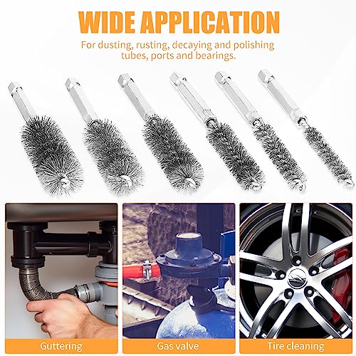 6Pieces Wire Brush Drill Bore Cleaning Brushes Set ﻿