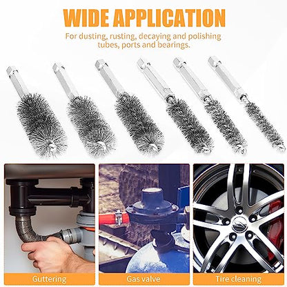 6Pieces Wire Brush Drill Bore Cleaning Brushes Set ﻿