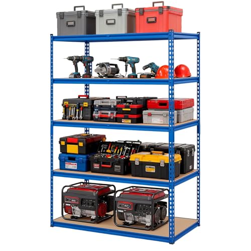 Heavy Duty Metal Adjustable Shelving Unit Storage Shelving - size: 48" W x 24" D x 72" H - Blue