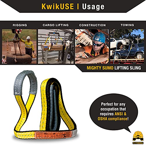 KwikSafety - Charlotte, NC - Mighty Sumo 1”x 8’ Poly Web Sling Lifting Strap Construction ASME OSHA / 3200lbs Vertical 2550lbs Choker 6400lbs Basket/Rigging Moving Towing Hoisting Gear - size: 1"X8' | 3200 lbs