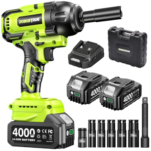 Cordless Impact Wrench, 885Ft-lbs (1200N.m) 1/2" Brushless Impact Gun - size: 1200N.m