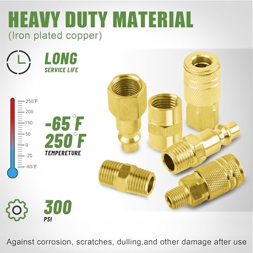 45Pcs 1/4" Air Hose Fittings Coupler & Plug Air Compressor Kit