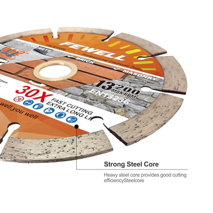 FEWELL 4 1/2 Inch Diamond Concrete Saw Blade,Segmented Concrete Blade for Angle Grinder Dry/Wet Cutting Masonry Brick Block Stone with 7/8"-5/8” Arbor - size: 4.5"