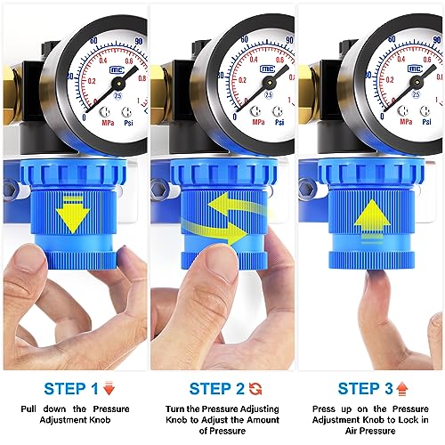 TAILONZ 1/4"NPT Pneumatic Pressure Regulator AR2000,Blue - color: Blue, size: Regulation