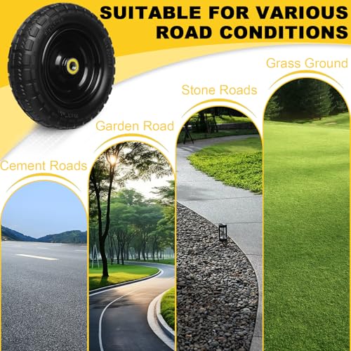 13 Inch Solid Rubber Tires, 4.00-6 Tire Flat Free with 5/8" Bearings, 2.17" Offset Hub for GOR Garden Cart, Wheelbarrow, Trolleys, Hand Trucks and Yard Trailers(4 Pack) - size: 13 INCH - 4 PACK