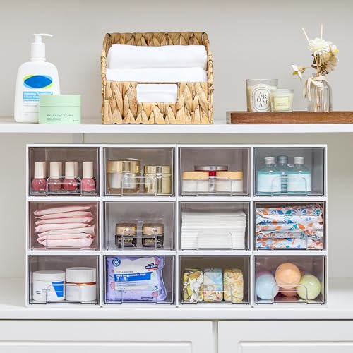 Vtopmart 4 Pack Small Stackable Storage Drawers, White - style: Small-4pack-White