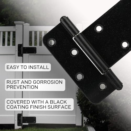 2 Pack 8” Heavy Duty Gate Hinges,300 Lbs Capacity Black Door Hinges - size: 8 inches - 2 Pack