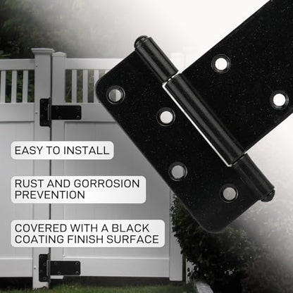 2 Pack 8” Heavy Duty Gate Hinges,300 Lbs Capacity Black Door Hinges - size: 8 inches - 2 Pack