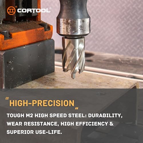 Annular Cutters 1" Cutting Diameter 3/4 Inch Weldon Shank Two-Flat, 1 Cutting Depth Inch HSS M2 Slugger Bits for Mag Drill Press with Pilot Pin