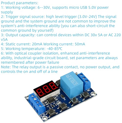 3Pcs 6-30V Timer Relay Module Programmable Delay