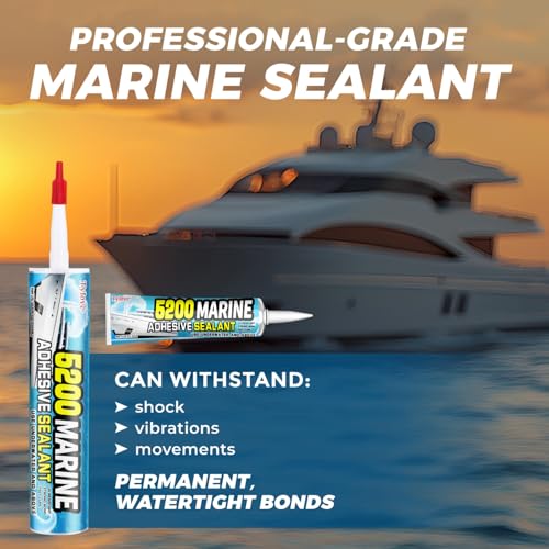 [Clear] 5200 Marine Adhesive Sealant Fast Cure – Waterproof Permanent Bond for Boats, RVs, Ponds, Above & Below Waterline, 3 oz - color: Clear 1Pcs