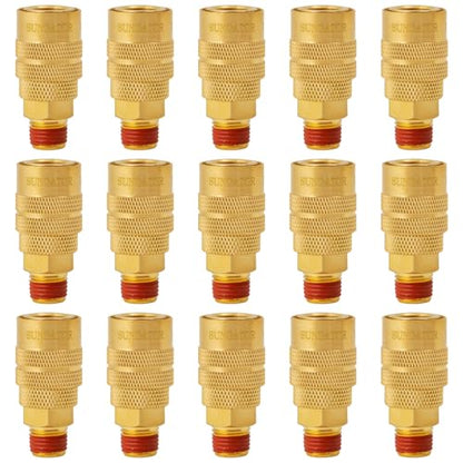 SUNGATOR 15-Pack Brass 1/4" Quick Connect Air Hose Coupler, MNPT Industrial - size: 1/4'' Male, style: 15 Pack
