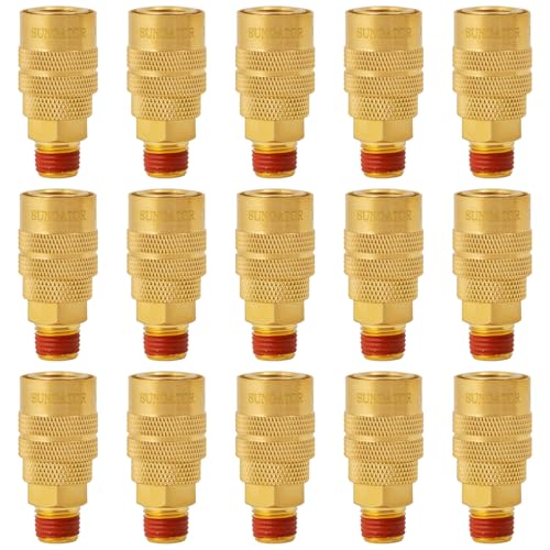 SUNGATOR 15-Pack Brass 1/4" Quick Connect Air Hose Coupler, MNPT Industrial - size: 1/4'' Male, style: 15 Pack
