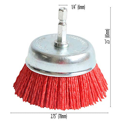 FPPO 6Pcs 3 Inch Assorted Cup Brushes Abrasive Wire Nylon Cup Brush for Drill,Grit 80 120 320 with 1/4" Shank (6) - style: mix6pcs