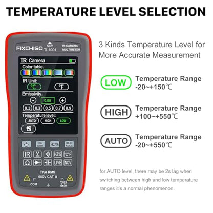 2 in1 Thermal Imaging with 10000 Counts Multimeter Function Infrared Camera Pixels ISR240x240 Image Resolution 240x240 2.8 inch Touchscreen -20℃ to 550℃ Temperature Range 5 Color Palettes - size: TI-01 without Macro Lens Function