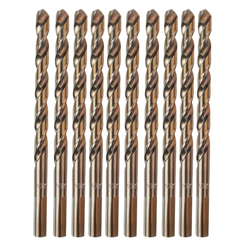 Cobalt Drill Bit 7/32" Twist Drill Bits, M35 High Speed Steel Jobber Length Drill Bit, 135 Degree Tip for Hard Metal, Stainless Steel, Cast Iron with Index Storage Case, Pack of 10 pcs - size: 7/32 in(10pcs)
