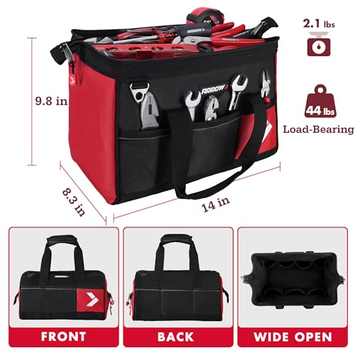 ARROW 14" Heavy Duty Tool Bag with Reflective Band, Tool Organizer Bag - size: 14 Inch
