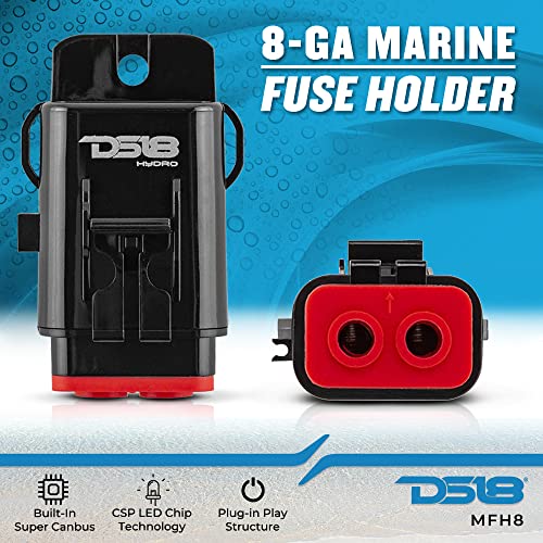 DS18 New Hydro MFH8 - Marine Fuse Holder 8 AWG, Waterproof, Red Silicone Sheat, Included Brass Accessories - style: 8 AWG