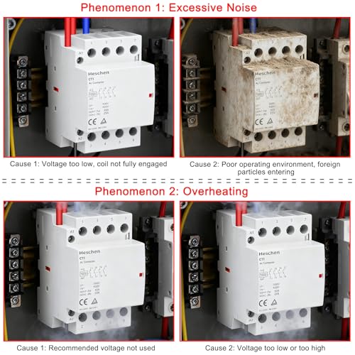 Heschen Household AC Contactor HSR1-63 4 Pole Four Normally Closed 220V/240V Coil Voltage 35mm DIN Rail Mount