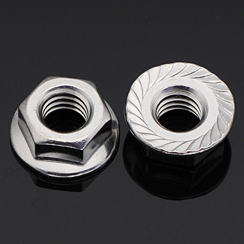 1/4-20 Serrated Flange Hex Lock Nuts Locknuts, Stainless Steel (304) 18-8, Bright Finish, Pack of 50 - color: Silver, size: 1/4-20
