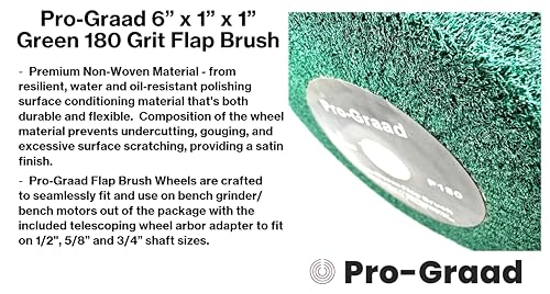 6" x 1" P180 Grit Green Non-Woven Flap Brush Wheel - style: 6" x 1" x 1" Green