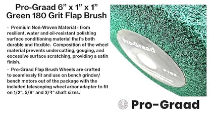 6" x 1" P180 Grit Green Non-Woven Flap Brush Wheel - style: 6" x 1" x 1" Green