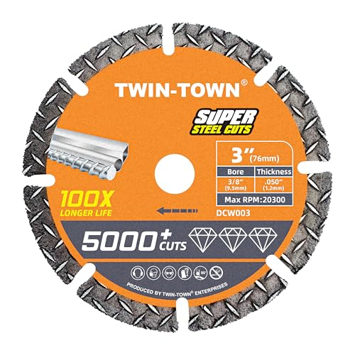 TWIN-TOWN 3 Inch Diamond Cutting Wheel Metal Cut Off Wheel, 3/8 Inch Arbor - style: 3 x 3/8"