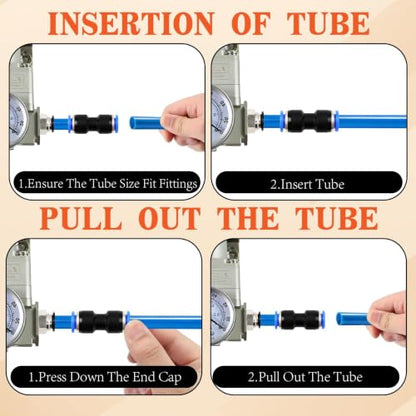 130 PCS 1/4",3/8",1/2" OD Blue Air Hose Fitting Kit, Full NPT Thread PBT Push to Connect Fittings with Reducer Adapters, 145 PSI Leak-Free Heavy-Duty for PU Air Hoses, Air Compressor & Trailer Repair - color: Blue