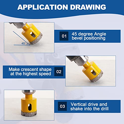 HIGHDRIL 11Pcs Diamond Drill Bit Kit with Triangle Shank for Porcelain Tile - size: Shank Set2