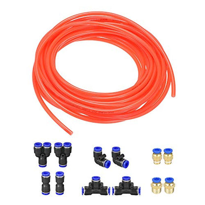 uxcell Pneumatic Air Hose Tubing Bright Orange with Connect Fitting Kit - color: Bright Orange