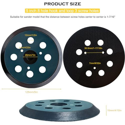 Standard 5" Hook and Loop Replacement Sander Pad for Porter Cable 343/343k, 390/390K, 382, 343VSK Orbit Sander