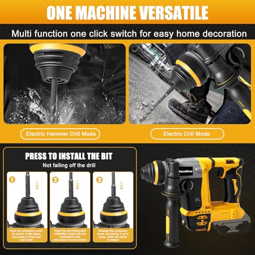 SDS Plus Rotary Hammer for Dewalt 20V Battery (No Battery) - color: Yellow