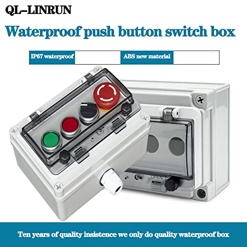 Lockable E-Stop Red/Green Momentary Buttons & Selector Switch IP67 Station - color: Single-row four-hole button box