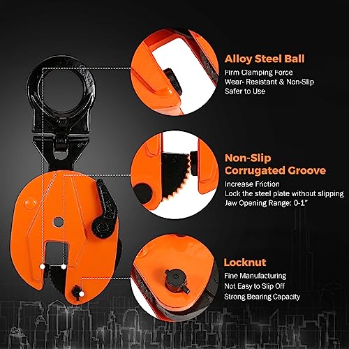 BEAMNOVA 2 Tons Vertical Plate Lifting Clamp, Rotating Ring