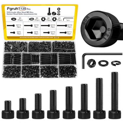 1120PCS M3 Socket Screws Assortment Kit,M3x6/8/10/12/16/20/25/30 mm - size: M3 1120pcs
