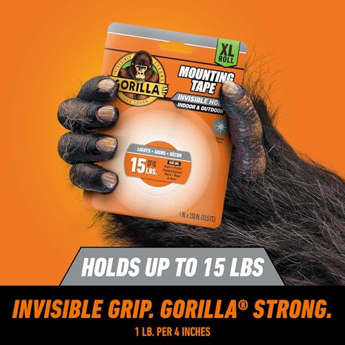 GORILLA Invisible Hold Mounting Tape, Clear, 1" x 150", 1-Pack - size: 1 - Pack