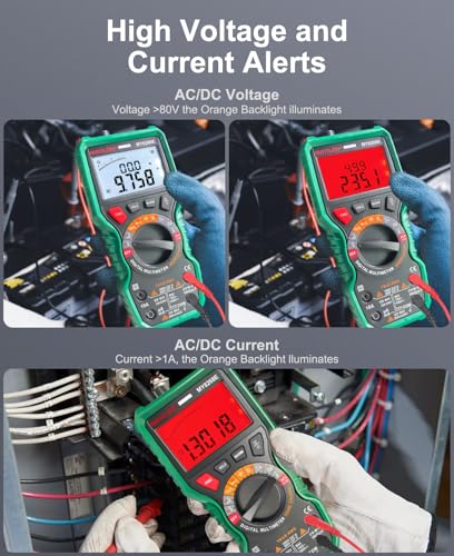 Digital Multimeter 20000 Count High Resolution True rms Multimeter 1000V DC/750V AC Voltmeter Accurately Measures Voltage Current Resistance Diodes Continuity Duty-Cycle Capacitor Temperature