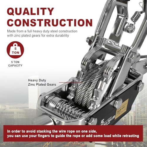 BIG RED Come Along Winch, 5 Ton (10000 LBs) Pulling Capacity, 10ft, 3 Hooks - size: 5 ton